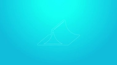 Pembe çizgi kaykay parkı simgesi mavi arkaplanda izole edildi. Rampa seti, paten parkı için merdiven. Olağanüstü bir spor. 4K Video hareketli grafik canlandırması