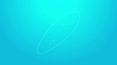 Pembe hat Longboard ya da kaykay kruvazörü ikonu mavi arkaplanda izole edilmiş. Olağanüstü bir spor. Spor malzemeleri. 4K Video hareketli grafik canlandırması