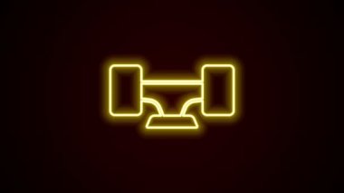 Parlayan neon çizgisi kaykay tekerleği simgesi siyah arkaplanda izole edildi. Kaykay süspansiyonu. Kaykay tekerleği. 4K Video hareketli grafik canlandırması
