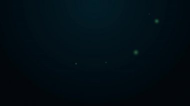 Parlayan neon hattı kaykay parkı simgesi siyah arkaplanda izole edildi. Rampa seti, paten parkı için merdiven. Olağanüstü bir spor. 4K Video hareketli grafik canlandırması