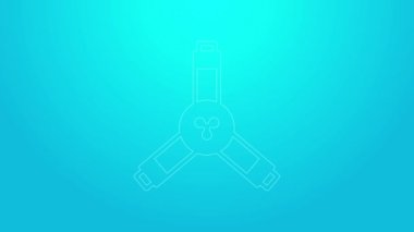 Pembe çizgi kaykay Y - aracı simgesi mavi arkaplanda izole edildi. 4K Video hareketli grafik canlandırması