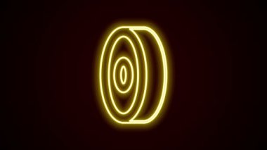 Parlak neon çizgili kaykay topu taşıyıcı ikonu siyah arkaplanda izole edildi. 4K Video hareketli grafik canlandırması