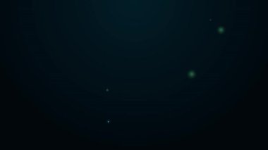 Parlayan neon hattı Longboard veya kaykay kruvazörü simgesi siyah arkaplanda izole edildi. Olağanüstü bir spor. Spor malzemeleri. 4K Video hareketli grafik canlandırması