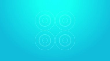 Pembe çizgi kaykay tekeri ikonu mavi arkaplanda izole edildi. Kaykay tekerleği. 4K Video hareketli grafik canlandırması