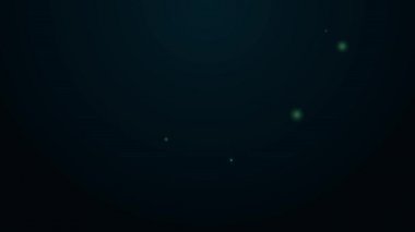 Parlayan neon hattı kaykay parkı simgesi siyah arkaplanda izole edildi. Rampa seti, paten parkı için merdiven. Olağanüstü bir spor. 4K Video hareketli grafik canlandırması