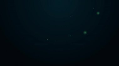 Siyah arkaplanda izole edilmiş radyasyon ikonunu ölçmek için parlayan neon hattı dozimetresi. Gama radyasyon kişisel dozimetre. 4K Video hareketli grafik canlandırması