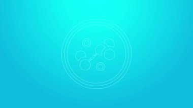 Pembe çizgi Molekül simgesi mavi arkaplanda izole edildi. Kimya moleküllerinin yapısı, fen öğretmenlerinin yenilikçi eğitim posteri. 4K Video hareketli grafik canlandırması