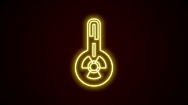 Parlayan neon hattı Meteoroloji termometresi, siyah zeminde izole edilmiş ısı ve soğuk ikonu ölçüyor. Termometre termometresi sıcak ya da soğuk hava gösteriyor. 4K Video hareketli grafik canlandırması