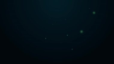 Parlayan neon hattı Radyasyon uyarı belgesi simgesi siyah arkaplanda izole edildi. Metin dosyası. 4K Video hareketli grafik canlandırması