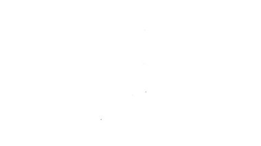 Siyah çizgi laboratuvar kimyasal deney şişesi. Beyaz arka planda zehirli sıvı ikonu var. Biyolojik tehlike sembolü. Radyasyon ikonu olan tehlikeli bir sembol. 4K Video hareketli grafik canlandırması