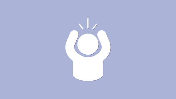 Fehér Anger ikon elszigetelt lila háttér. Düh, düh, sikoltozás. 4K Videó mozgás grafikus animáció — Stock videók