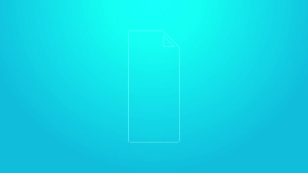 Růžová čára Uchopit pásku na skateboardu ikonu izolované na modrém pozadí. Grafická animace pohybu videa 4K — Stock video