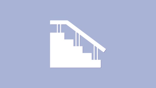 White Skateboard stairs with rail icon isolated on purple background. 4K Video motion graphic animation — Stock Video