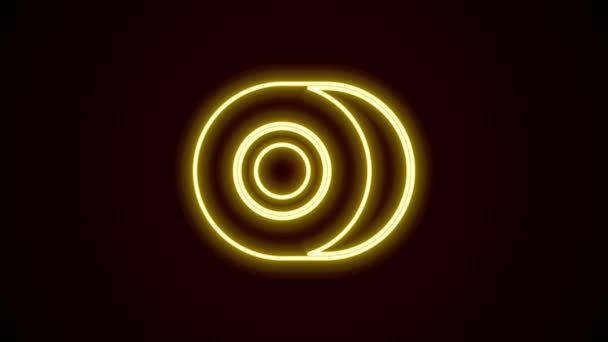 Glowing neon line Skateboard wheel icon isolated on black background. Skate wheel. 4K Video motion graphic animation — 비디오