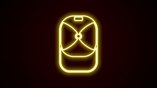 Gloeiende neon lijn Baseballcap pictogram geïsoleerd op zwarte achtergrond. Sportuitrusting. Sportuniform. 4K Video motion grafische animatie — Stockvideo