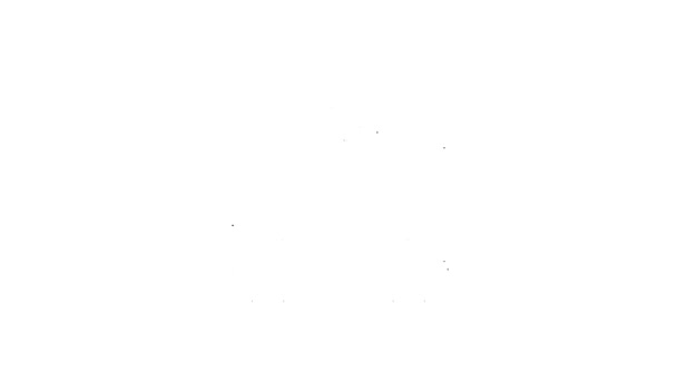 Línea negra Icono del vagón de carga radiactiva aislado sobre fondo blanco. Un vagón de carga. Transporte ferroviario. Animación gráfica de vídeo 4K — Vídeo de stock