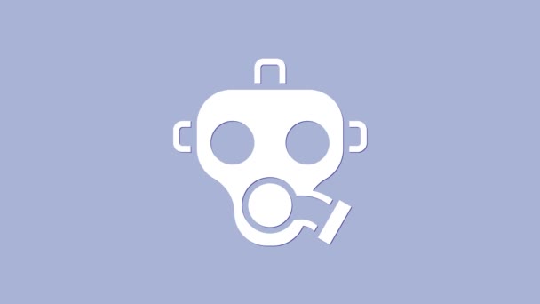 White Gas mask icon isolated on purple background. Respirator sign. 4K Video motion graphic animation — Stock Video