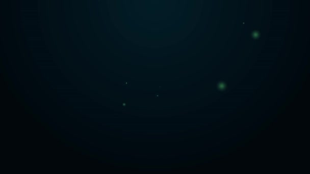 Gloeiende neon lijn Hoogspanning pictogram geïsoleerd op zwarte achtergrond. Gevarensymbool. Pijl in driehoek. Waarschuwing icoon. 4K Video motion grafische animatie — Stockvideo