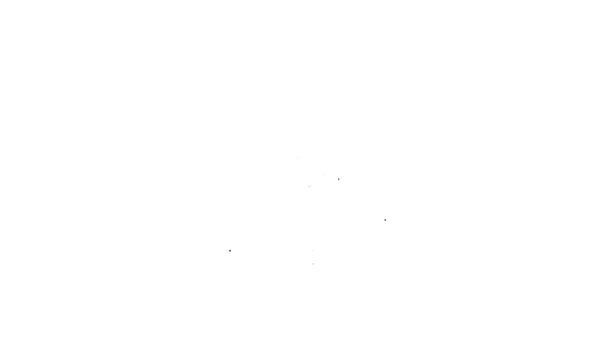 Černá čára Značka trojúhelníku s ikonou symbolu záření izolovanou na bílém pozadí. Grafická animace pohybu videa 4K — Stock video
