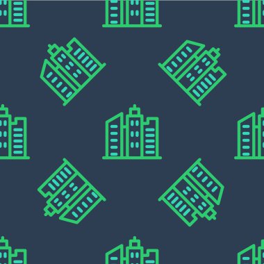 Line City peyzaj ikonu mavi arka planda izole edilmiş pürüzsüz desen. Metropolis mimarisi panoramik manzara. Vektör