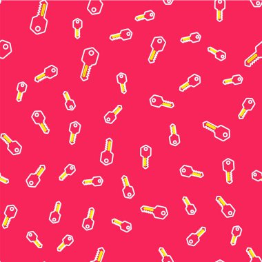 Line House anahtar simgesi kırmızı arkaplanda izole edilmiş kusursuz desen. Vektör