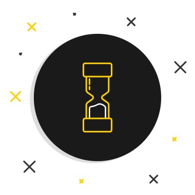 Beyaz zemin üzerinde kum ikonu olan çizgi Eski kum saati. Kum saati işareti. İş ve zaman yönetimi kavramı. Renkli taslak konsepti. Vektör