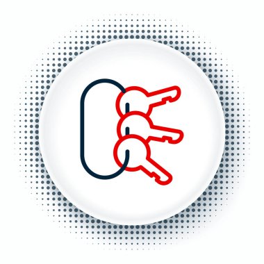 Beyaz arkaplanda izole edilmiş bir sürü anahtar simgesi var. Renkli taslak konsepti. Vektör