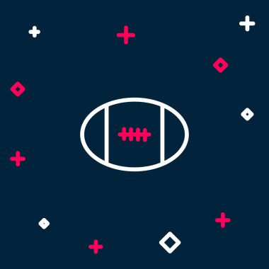 Mavi arkaplanda çizgi rugby topu simgesi izole edildi. Renkli taslak konsepti. Vektör