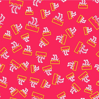 Yelkenli ya da yelkenli ikonu kırmızı arka planda izole edilmiş. Yelkenli deniz seyahati. Vektör