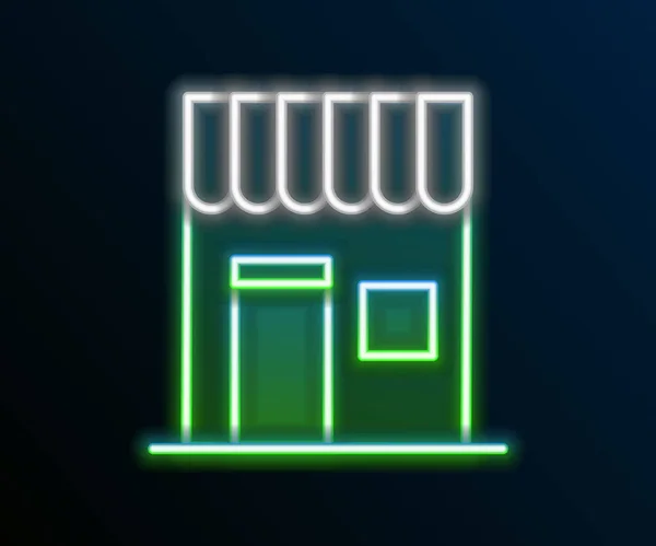 Leuchtende Neon-Linie Coffee-Shop-Symbol isoliert auf schwarzem Hintergrund. Buntes Rahmenkonzept. Vektor — Stockvektor