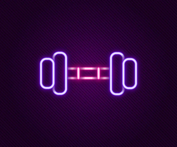 Ragyogó neon vonal Dumbbell ikon elszigetelt fekete háttérrel. Izomemelő ikon, fitnesz súlyzó, tornaterem, sporteszközök, tornaterem. Színes vázlat koncepció. Vektor — Stock Vector