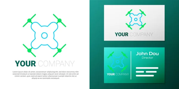 Liniendrohne fliegt Symbol isoliert auf weißem Hintergrund. Quadrocopter mit Video- und Fotokamerasystem. Buntes Rahmenkonzept. Vektor — Stockvektor