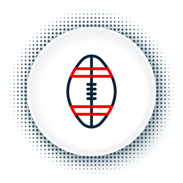Ícone de bola de rugby de linha isolado no fundo branco. Conceito de esboço colorido. Vetor — Vetor de Stock