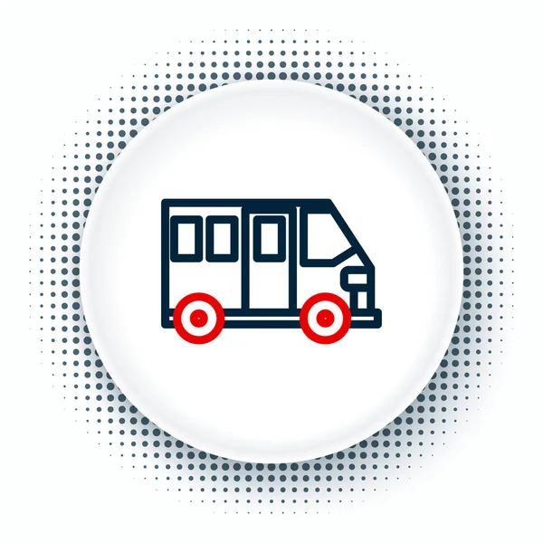 Línea de autobús escolar icono aislado sobre fondo blanco. Símbolo de transporte público. Concepto de esquema colorido. Vector — Vector de stock