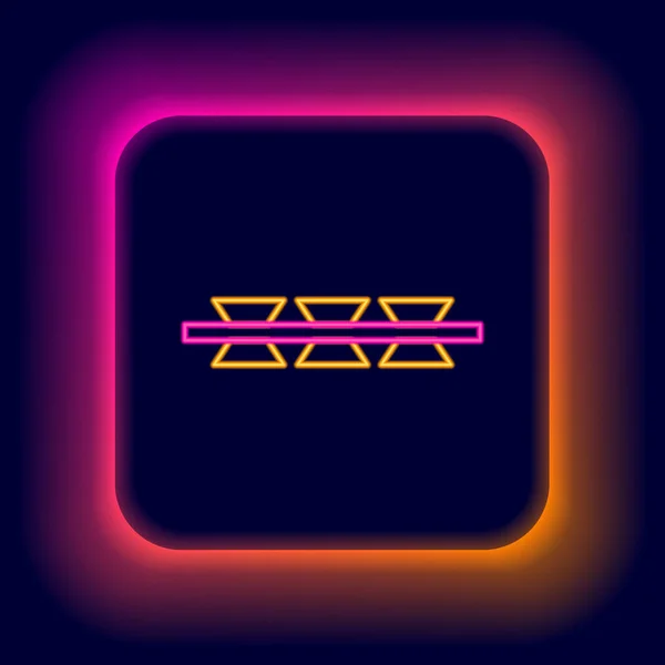 Glödande neon linje Barbed tråd ikon isolerad på svart bakgrund. Färgstarkt skisskoncept. Vektor — Stock vektor