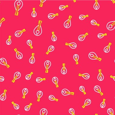 Geleneksel müzik aleti mandolin simgesi kırmızı arkaplanda izole edilmiş kusursuz desen. Vektör