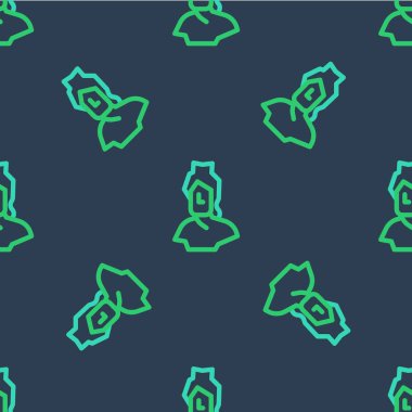 Çizgi Kadim büstü heykel simgesi mavi arka planda izole edilmiş pürüzsüz desen. Vektör