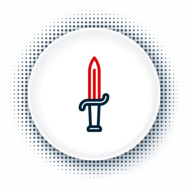 Hançer çizgi simgesi beyaz arkaplanda izole edildi. Bıçak ikonu. Keskin bıçaklı kılıç. Renkli taslak konsepti. Vektör