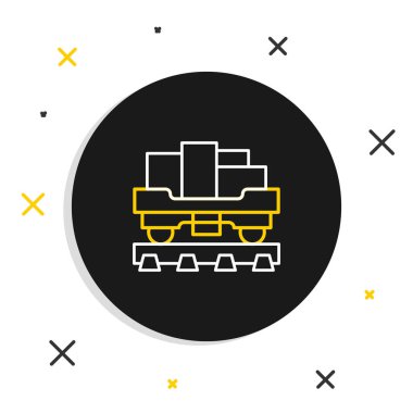 Çizgi yük vagonu simgesi beyaz arka planda izole edildi. Tam yük vagonu. Demiryolu taşımacılığı. Renkli taslak konsepti. Vektör