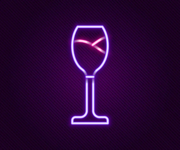 Gloeiende neon lijn Wijnglas pictogram geïsoleerd op zwarte achtergrond. Een wijnglazen icoon. Goblet symbool. Glaswerk bordje. Vrolijk Pasen. Kleurrijk concept. Vector — Stockvector