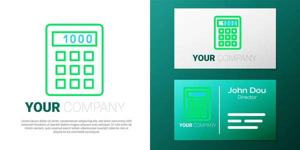 Icono de la calculadora de línea aislado sobre fondo blanco. Símbolo contable. Cálculos de negocio matemáticas educación y finanzas. Concepto de esquema colorido. Vector — Archivo Imágenes Vectoriales
