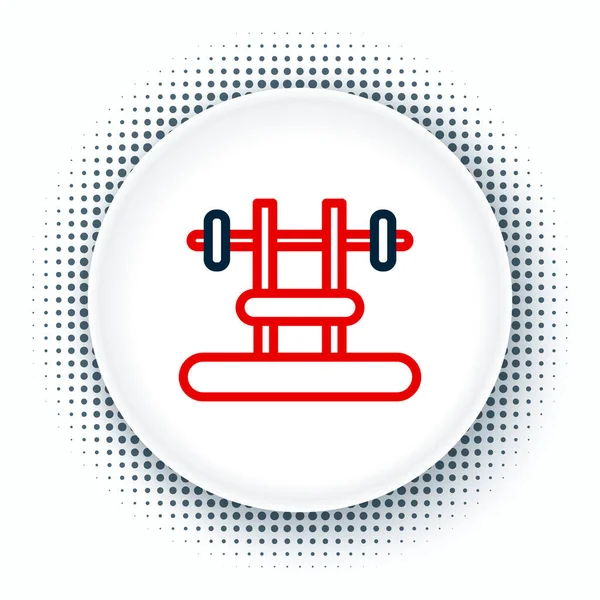 Line Bench mit Barbel-Symbol isoliert auf weißem Hintergrund. Fitnessgeräte. Bodybuilding, Powerlifting, Fitnesskonzept. Buntes Rahmenkonzept. Vektor — Stockvektor