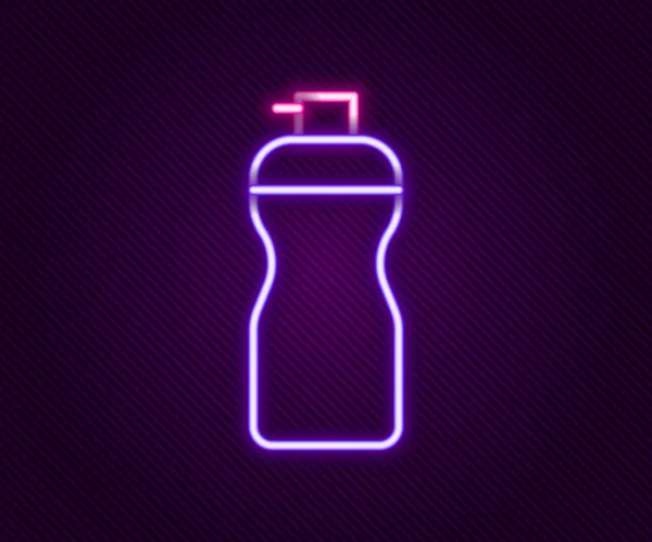 Świecąca neon linia Fitness shaker ikona izolowana na czarnym tle. Butelka z shakerem sportowym z wieczkiem na wodę i koktajle białkowe. Kolorowy koncept. Wektor — Wektor stockowy