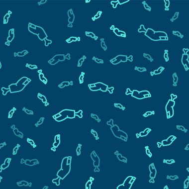 Yeşil çizgi korkunç zombi parmak ikonu mavi arka planda iz bırakmış. Mutlu Cadılar Bayramı Partisi. Vektör