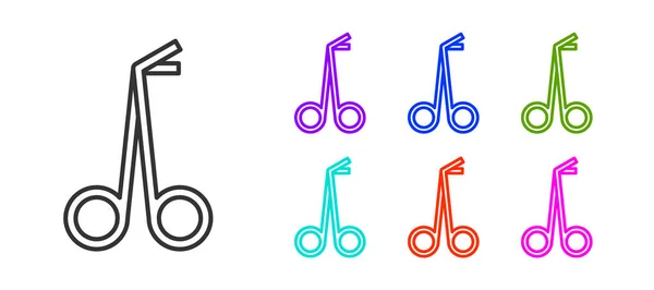 Black line Medical scissors icon isolated on white background. Set icons colorful. Vector — 스톡 벡터