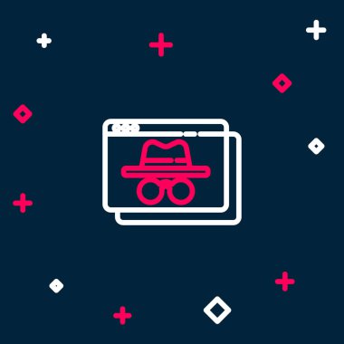 Satır Tarayıcı takma isimle pencere simgesi mavi arkaplanda izole edildi. Renkli taslak konsepti. Vektör