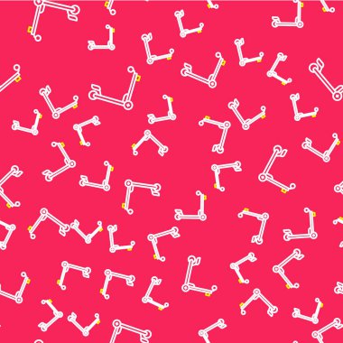 Çizgi Scooter simgesi kırmızı arkaplanda izole edilmiş. Vektör