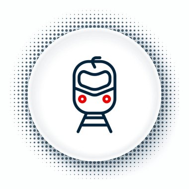 Tren ve demiryolu ikonu beyaz arka planda izole edildi. Toplu taşıma sembolü. Metro treni nakliyesi. Metro yeraltı. Renkli taslak konsepti. Vektör