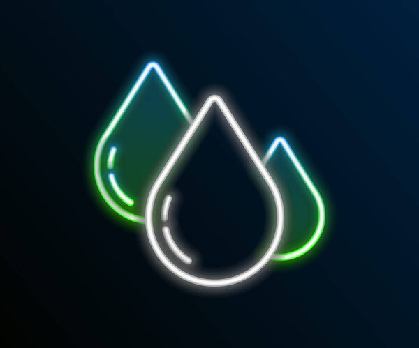 Glowing neon line Water drop icon isolated on black background. Colorful outline concept. Vector