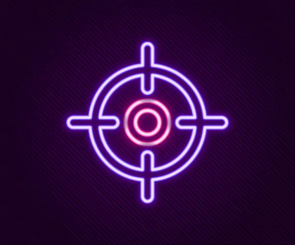 Glowing neon line Target sport icon isolated on black background. Clean target with numbers for shooting range or shooting. Colorful outline concept. Vector — Stock Vector